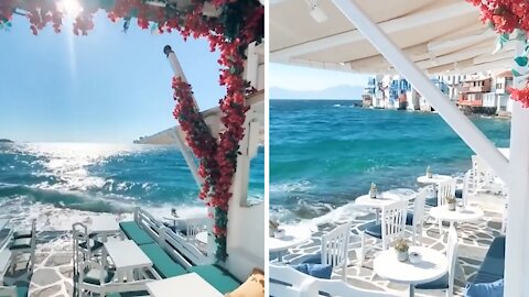 Restaurant on the sea looks like scene from a fairytale