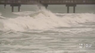Conditions intensify on Clearwater Beach as Eta moves over Tampa Bay