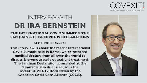 Canadian Dr. Ira Bernstein Talks about the Recent Rome Summit & the San Juan & CCCA Declarations