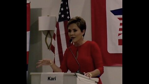Kari Lake speaking at a Governor's Forum on April 22, 2022 in Phoenix