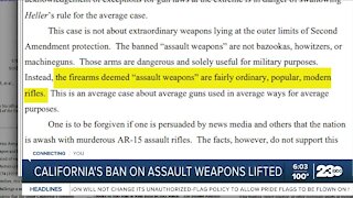 California's ban on assault weapons lifted