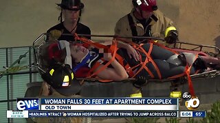 Woman rescued after falling 30 feet at Old Town apartment complex