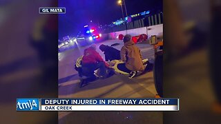 Deputy injured in freeway accident