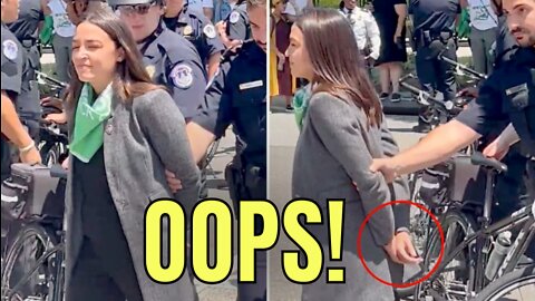AOC Forgets she was FAKING being HAND-CUFFED 🤦‍♂️