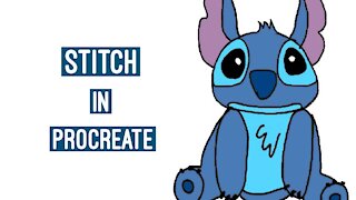 Timelapse video of Stitch in procreate | Time lapse procreate