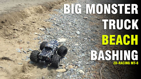 Big Monster Truck Beach Bashing!