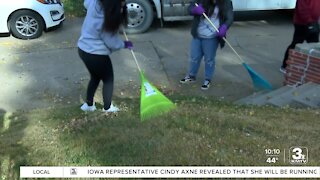Ralston High School students help rake nearby yards