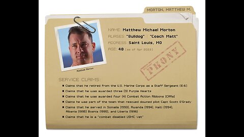 Matthew Morton, Phony Purple Heart Medals, Phony Combat Action Ribbons