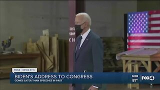 Biden's address to Congress comes later than past speeches
