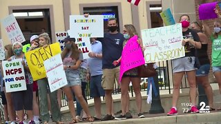 Dozens protest in Harford County calling for schools to reopen