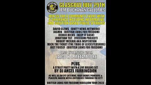 British Lions for Freedom: Glasgow Community Event 1pm Sat 29th July 2023