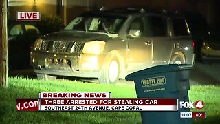 Cape Coral Police arrest three suspects for stealing a vehicle