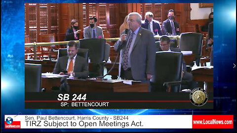 TIRZ's NOW subject to Texas Open Meeting Act, Sen Paul Bettencourt SB244
