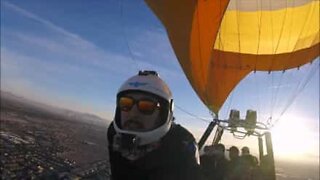 Epic parachute jump from a hot air balloon