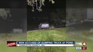 Man arrested after truck sinks in Charlotte County pond