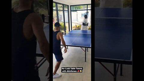 No-Look Table Tennis VS Akinfenwa 🏓😂 #Shorts