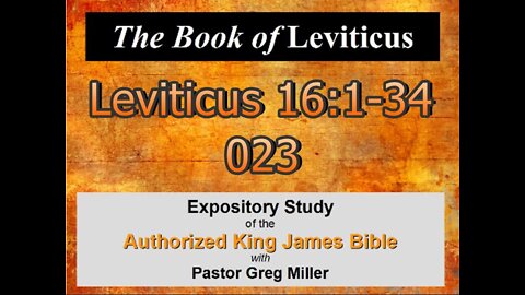023 Leviticus 16:1-34 (Leviticus Studies)