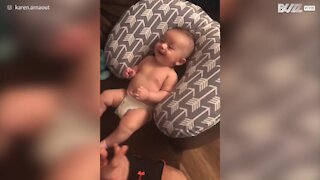 Baby can't stop laughing at hearing random words