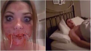 Woman scares her boyfriend with Halloween makeup