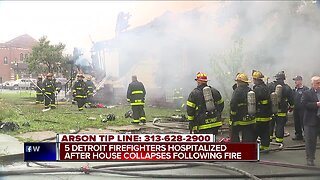 5 Detroit firefighters injured after house collapses during fire