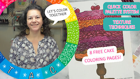 Color With Me: Berry Cake Coloring Palette and Free Coloring Page - Adult Coloring Time