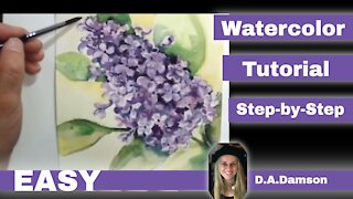 How To Paint a Lilac Watercolor Florals Tutorial