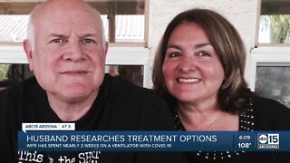 Husband researches treatment options for wife