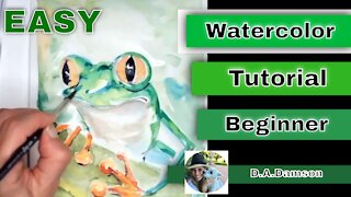 Watercolor Frog Tutorial Easy Painting - Beginners