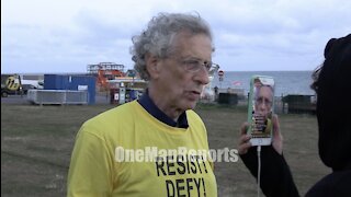 Piers Corbyn explains assault on "The World Transformed" in Brighton.