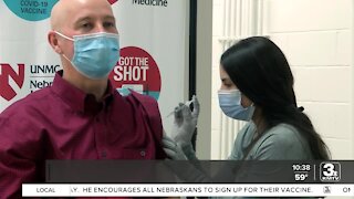 Nebraska Gov. Ricketts gets his first COVID vaccine dose