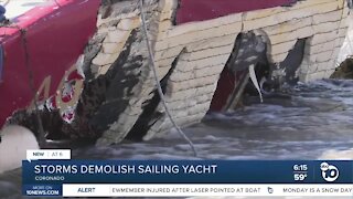 Stormy weather grounds, destroys sailing yacht
