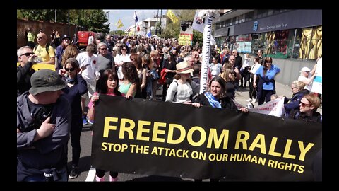 FREEDOM RALLY protest demonstration 30 APR 2022 GeorgeGodley*com vlog*com London UK unedited Rumble makes HD 720p 12gb upload 480p