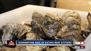 Summertime risk of eating raw oysters