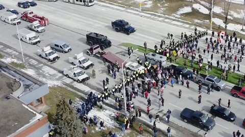 Police Standoff at Ambassador Bridge Blockade in Windsor