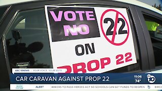 San Diego rideshare drivers caravan against California Prop. 22