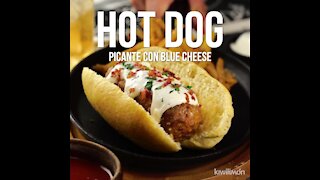 Spicy Hot Dog with Blue Cheese