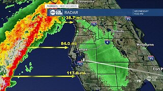 Strong line of storms moving into Tampa Bay area