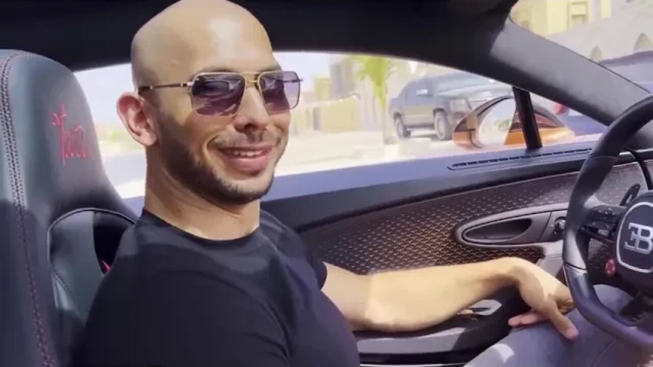 A Andrew Tate Reviews His Bugatti Chiron Pur Sport in Jebel Jais DUBAI