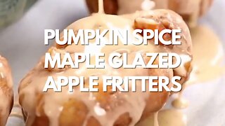 Pumpkin Spice Maple Glazed Apple Fritters