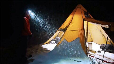 Hot Tent Winter Camping In Heavy Snow