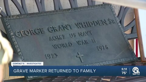 World War II vet's missing grave marker now in son's hands after mystery