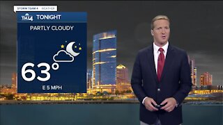 Mostly cloudy Tuesday night with lows in the 60s