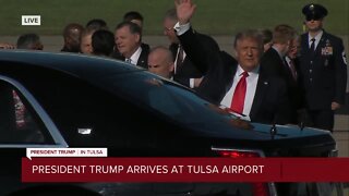 President Trump arrives at Tulsa airport