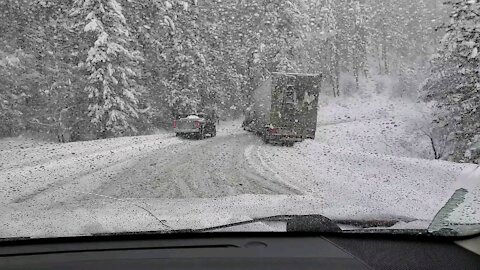 Semi Jack Nifed on Bad Snowy Road