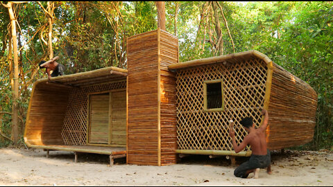 Building Two Story Bamboo Villa With Underground Living Room and Bed Room