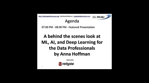 January 2020 session - ML, AI, and DL for Data Professionals by Anna Hoffman (@AnalyticAnna)