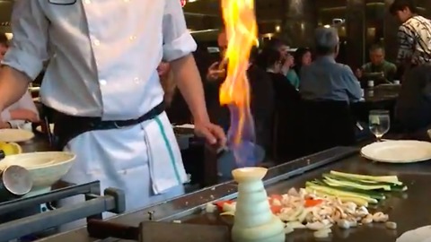 Epic onion volcano at Japanese steakhouse