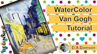 Van Gogh painting tutorial watercolor Caffee