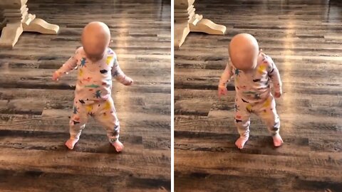 Baby breaks out some impressive dance moves