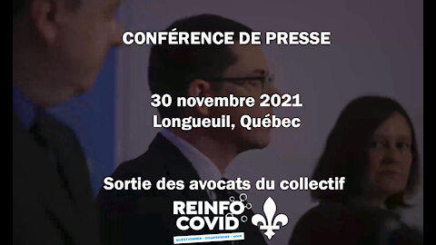 Conférence de presse du 30 novembre : les avocats de Réinfo Covid Québec prennent la parole